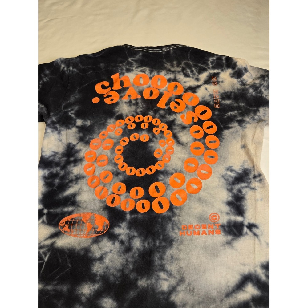 PacSun Long Sleeve Shirt Mens Small Black White Tie Dye Excellent Decent Humans - Picture 5 of 5